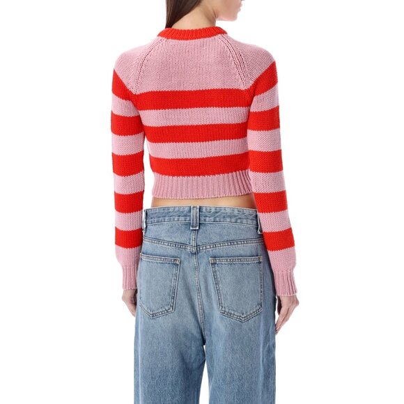 Marni Striped Crop Sweater in Red/Pink, size 42 - fits like a fitted size small - Picture 2 of 11